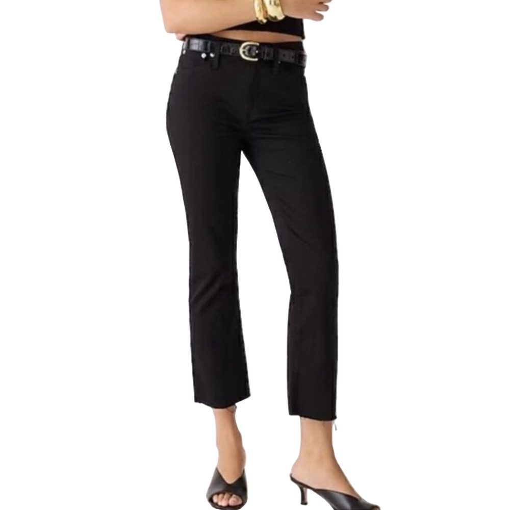J. Crew 9” Billie Black Denim Demi Boot Crop Jeans Size 33 Cropped Kicked Leg